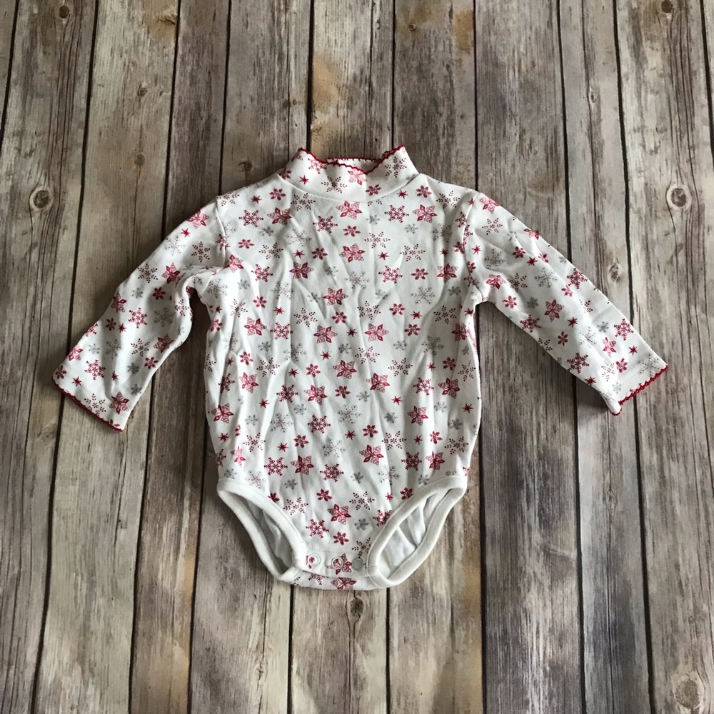 Little Legends Red Snowflake Turtleneck Bodysuit